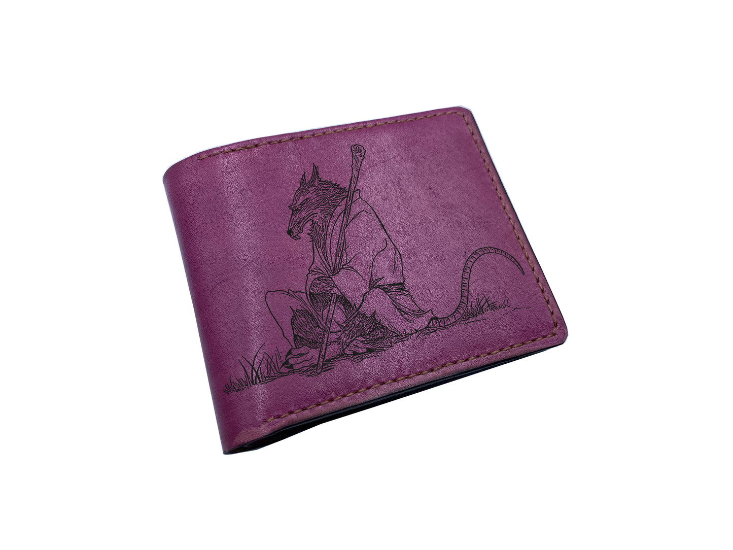 Mayan Corner - Personalized genuine leather handmade wallet, leather gift ideas for him, ninja turtle leather art wallet - master splinter - 01112213