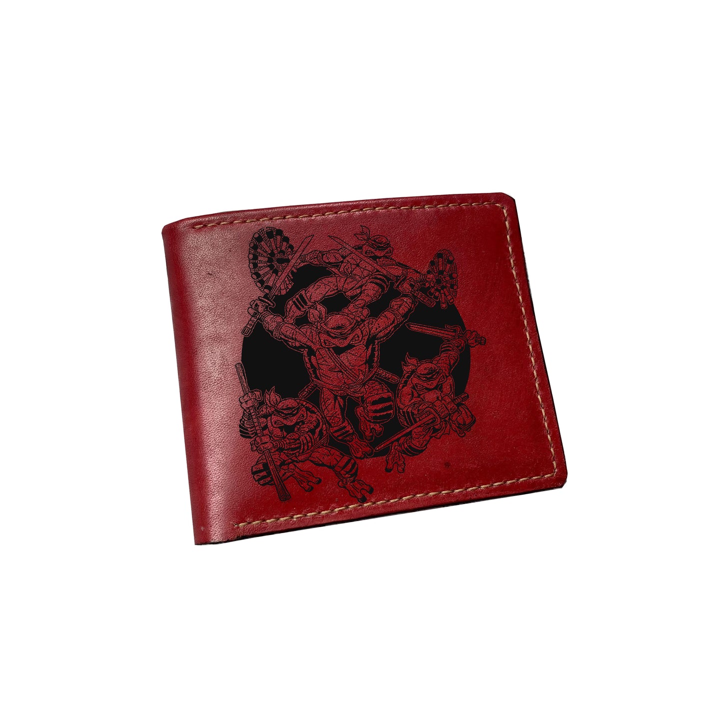 Mayan Corner - Personalized genuine leather handmade wallet, leather gift ideas for him, ninja turtle leather art wallet - master splinter - 01112213
