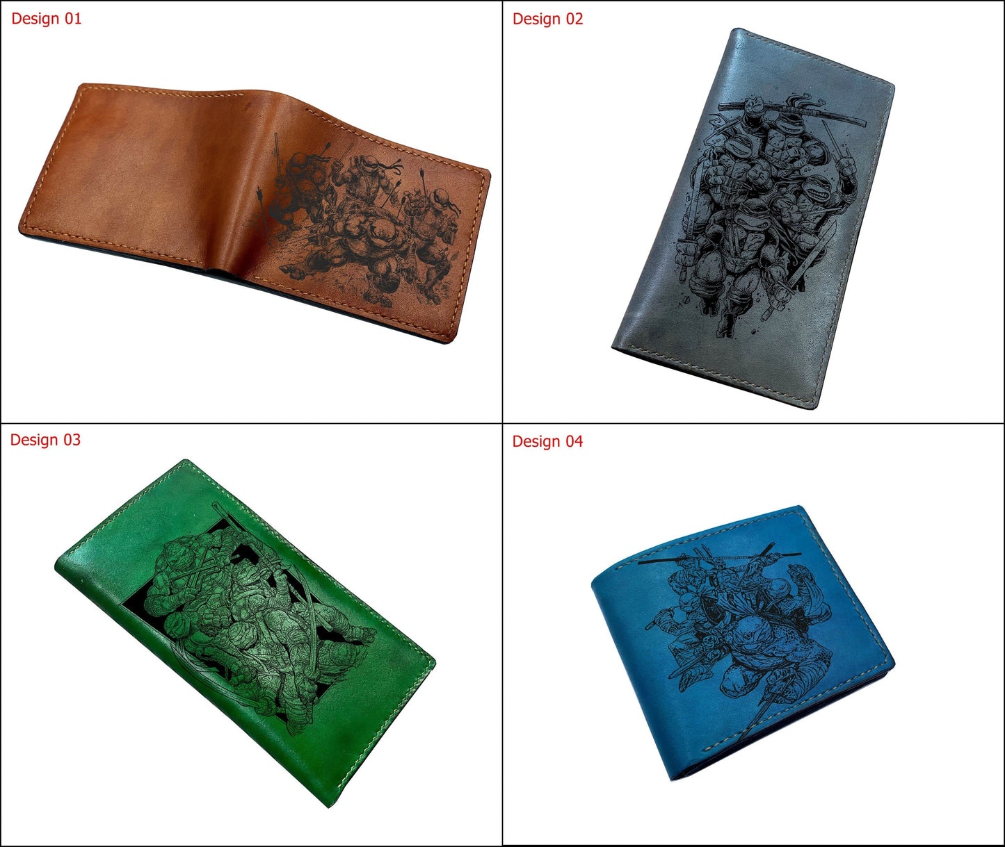 Mayan Corner - Personalized genuine leather handmade wallet, leather gift ideas for him, ninja turtle leather art wallet - master splinter - 01112213