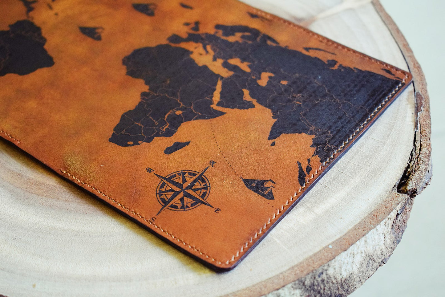 Personalized World map vintage Leather Passport Wallet, Passport Cover, Passport Holder, Custom family travel gift, Anniversary gift ideas