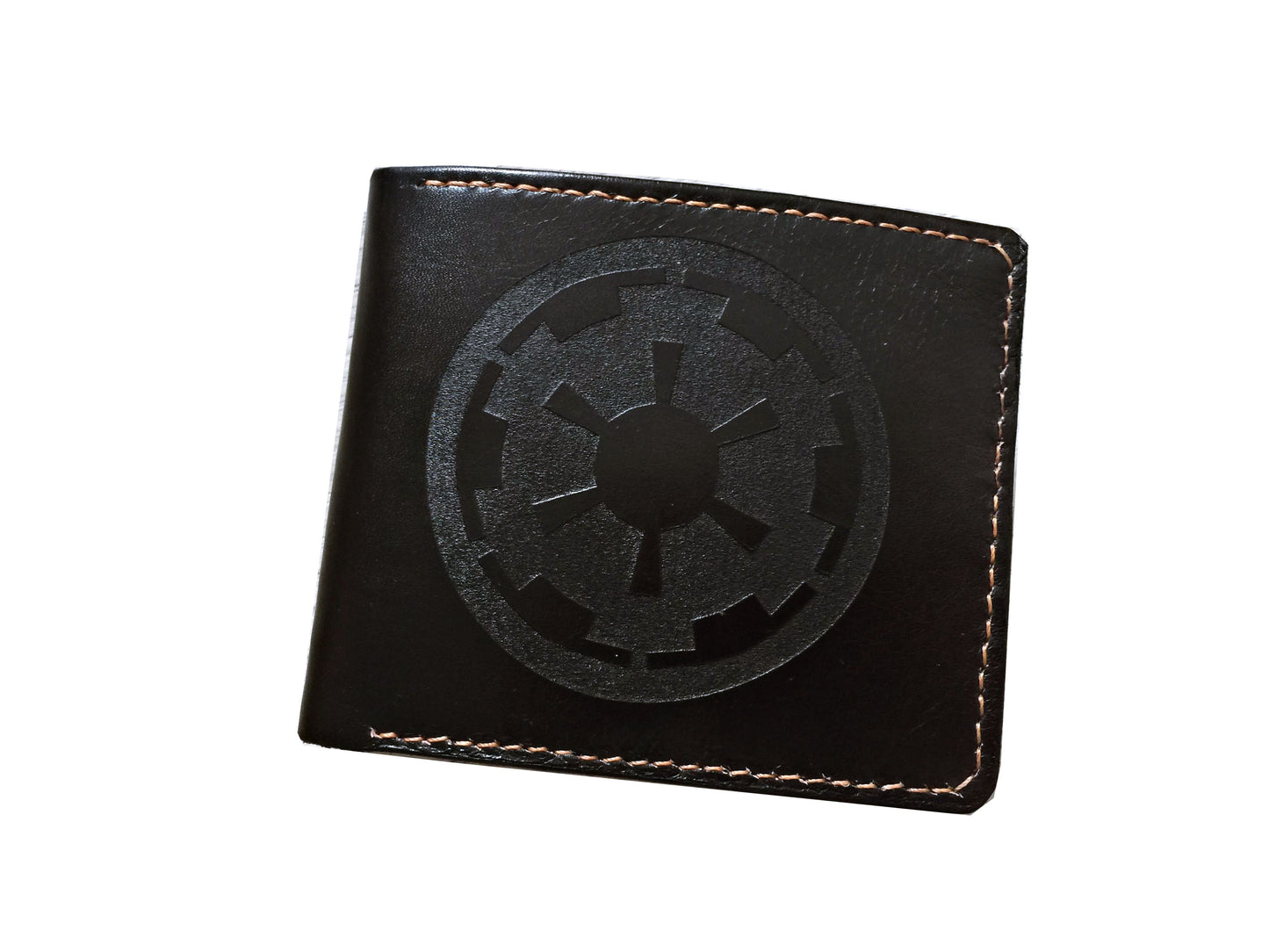 Mayan Corner - Starwars Imperial Crest logo custom leather handmade men's wallet, unique present for men, anniversary gifts for husband, boyfriend, father, brother