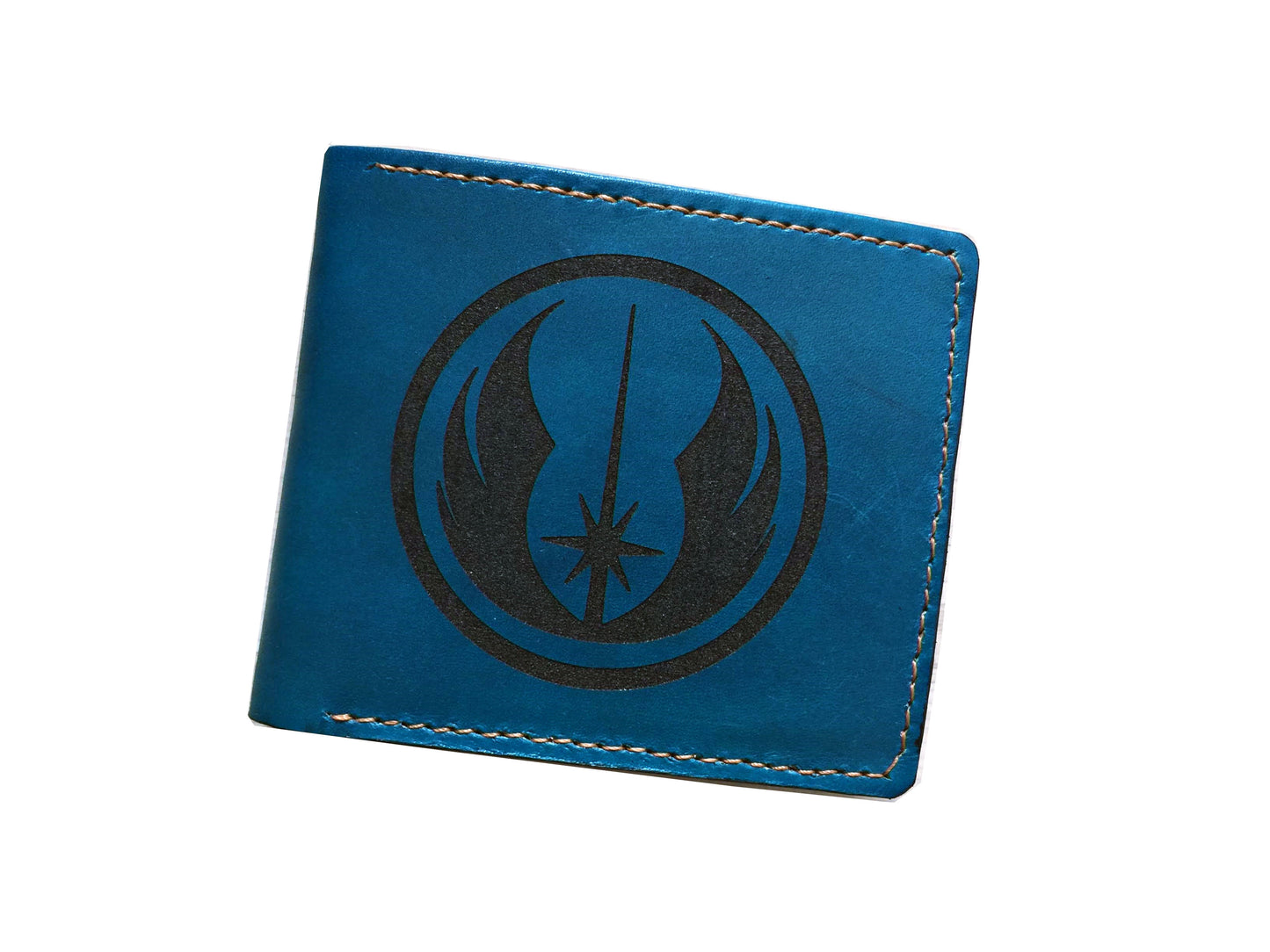 Mayan Corner - Starwars Jedi logo customized leather handmade men's wallet, unique present for men, anniversary gifts for husband, boyfriend, father, brother, small leather wallet for him