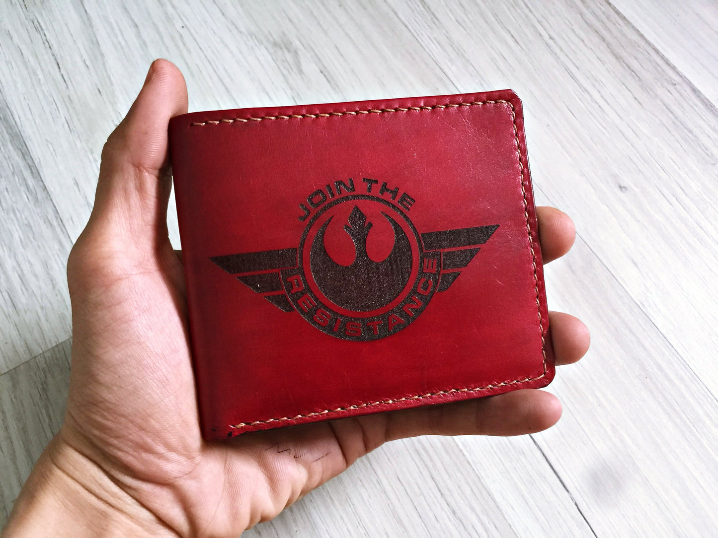 Mayan Corner - Starwars Rebel logo The Alliance Starbird Phoenix custom leather handmade men's wallet, unique present for men, anniversary gifts for husband, boyfriend, father, brother