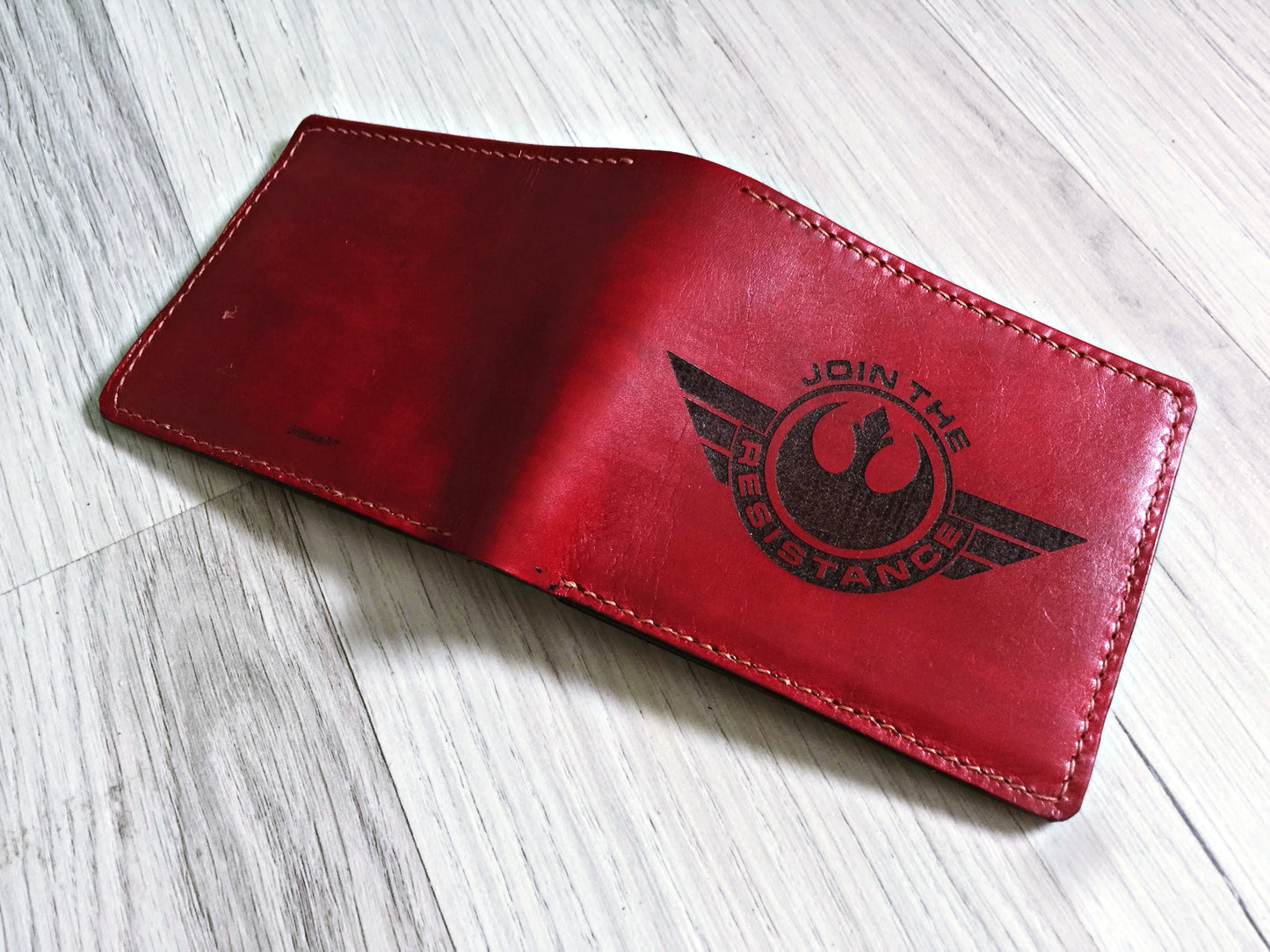 Mayan Corner - Starwars Rebel logo The Alliance Starbird Phoenix custom leather handmade men's wallet, unique present for men, anniversary gifts for husband, boyfriend, father, brother
