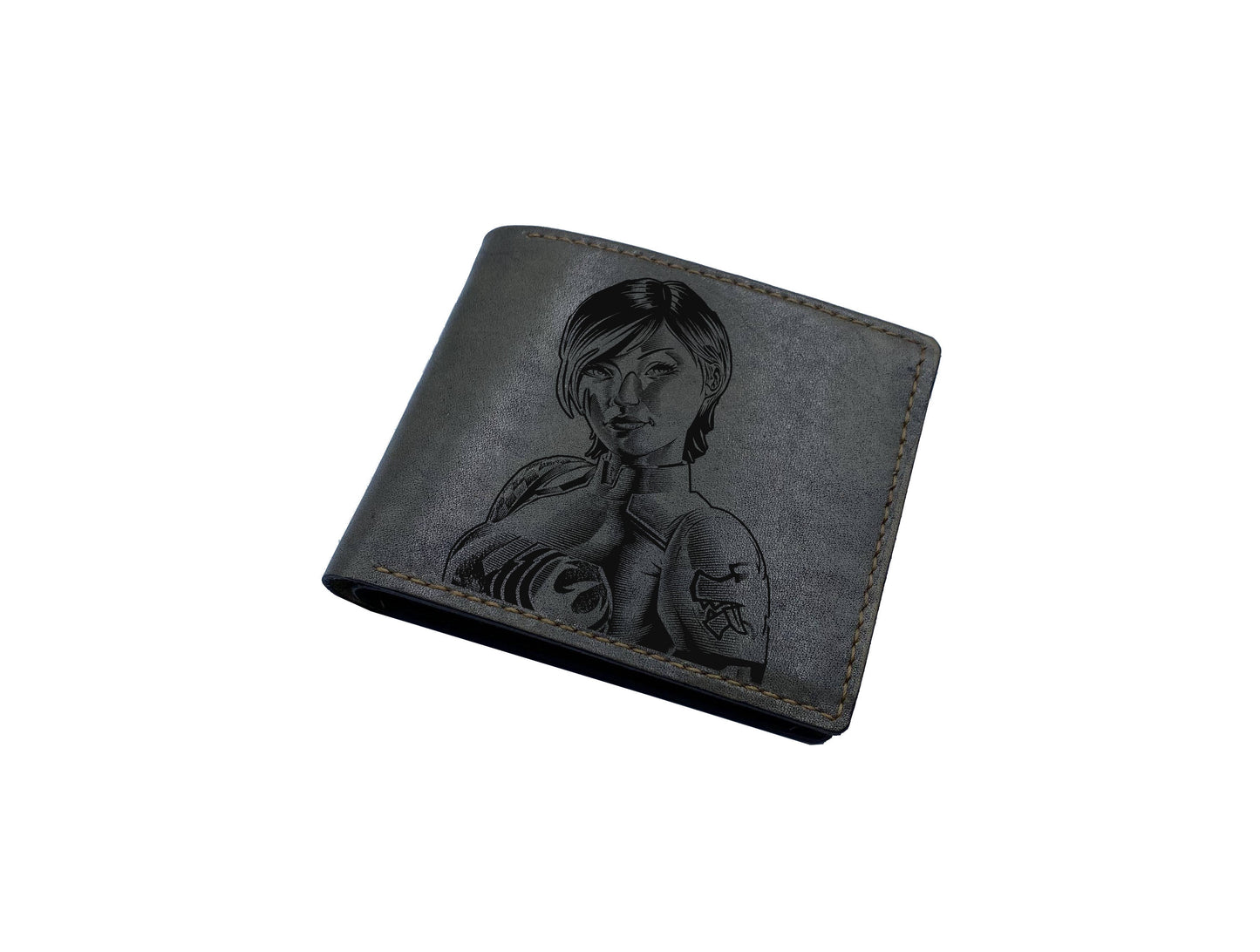 Custom leather gift for him, wallet for dad, cool leather present for boyfriend, starwars movie characters wallet