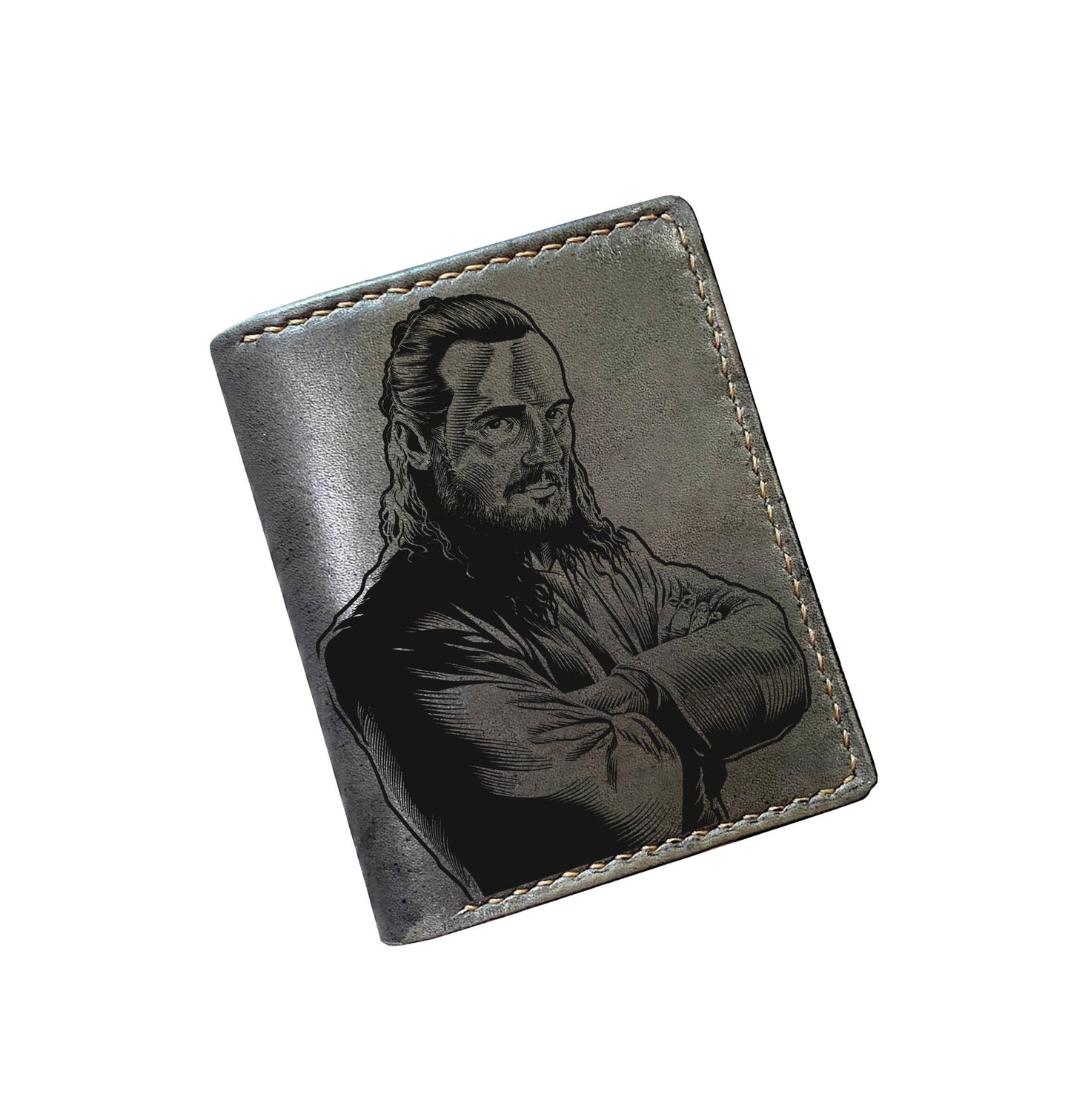 Starwars characters leather handmade wallet, cool wallet for dad, customized leather gifts for boyfriend,