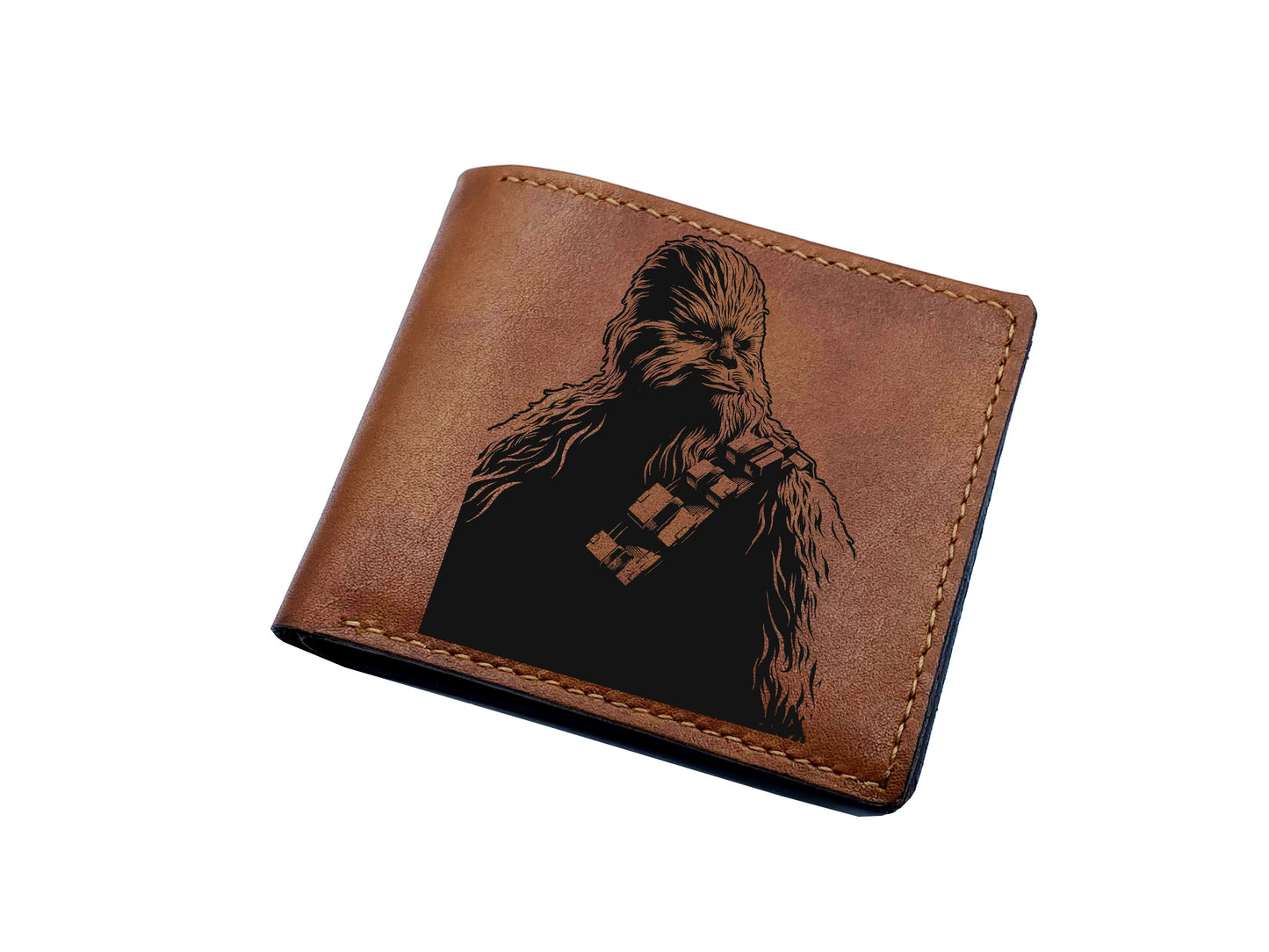 Starwars characters leather handmade wallet, crafted wallet with customization, engraving name wallet, Starwars leather gift ideas