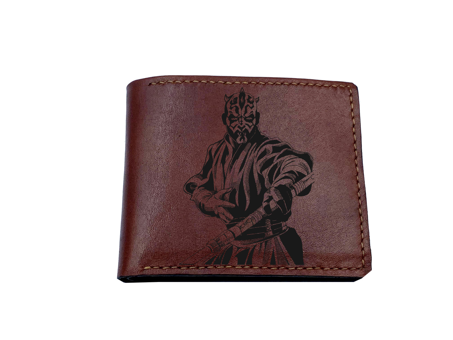 Anniversary Starwars leather wallet, Fan art engraving wallet, cute wallet for him, birthday gift idead, gift for husband from wife