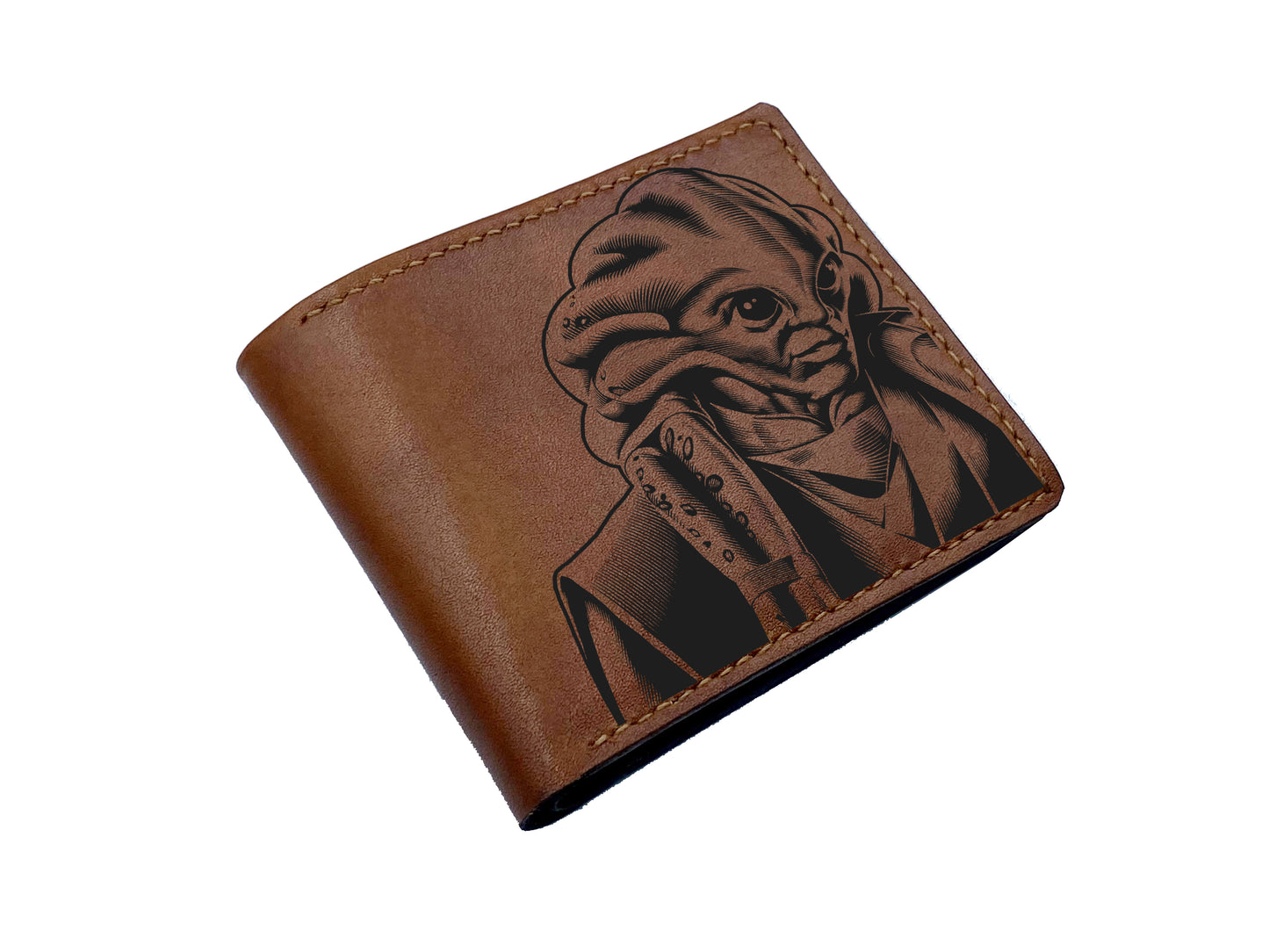 Anniversary Starwars leather wallet, Fan art engraving wallet, cute wallet for him, birthday gift idead, gift for husband from wife