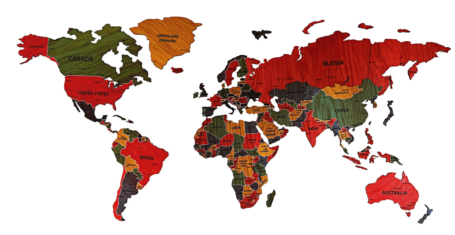World map wooden map wall decor, wooden home decoration, wall art map, livingroom, kitchen, bedroom rustic decor - 02