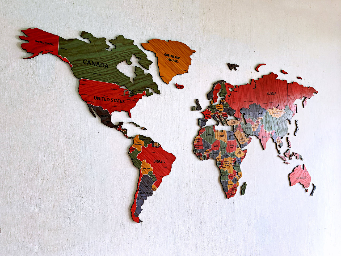 World map wooden map wall decor, wooden home decoration, wall art map, livingroom, kitchen, bedroom rustic decor - 02