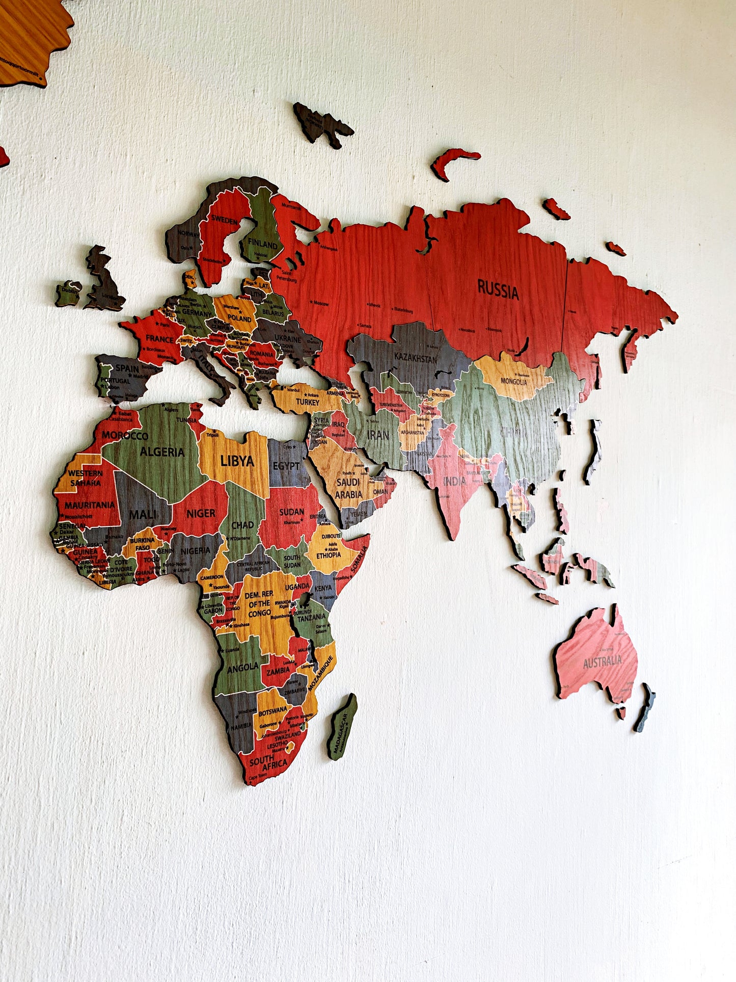 World map wooden map wall decor, wooden home decoration, wall art map, livingroom, kitchen, bedroom rustic decor - 02