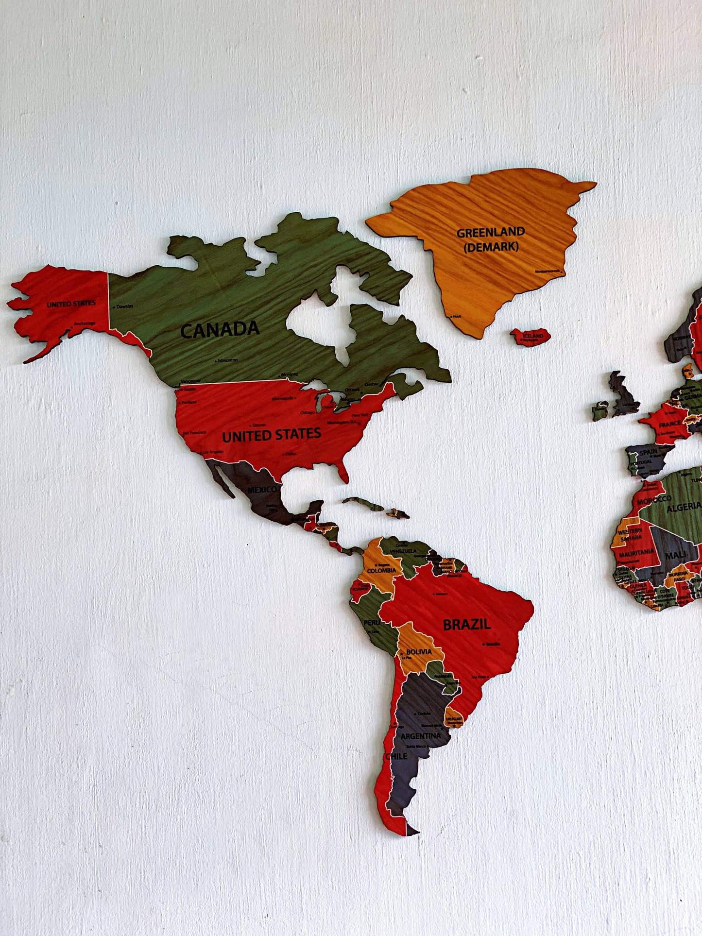World map wooden map wall decor, wooden home decoration, wall art map, livingroom, kitchen, bedroom rustic decor - 02