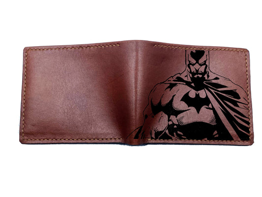 Mayan Corner - Custom batman leather wallet, engraving wallet with name initials, superheroes gift idea, special wedding present