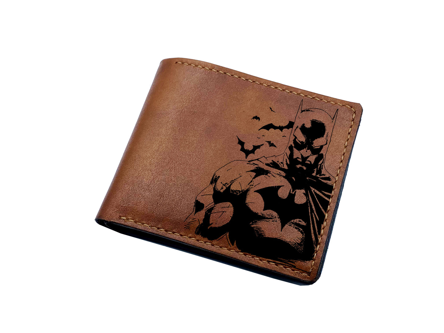 Mayan Corner - Genuine leather batman wallet, bifold leather wallet, superheroes gift for dad, boyfriend, batman small leather gift for friend