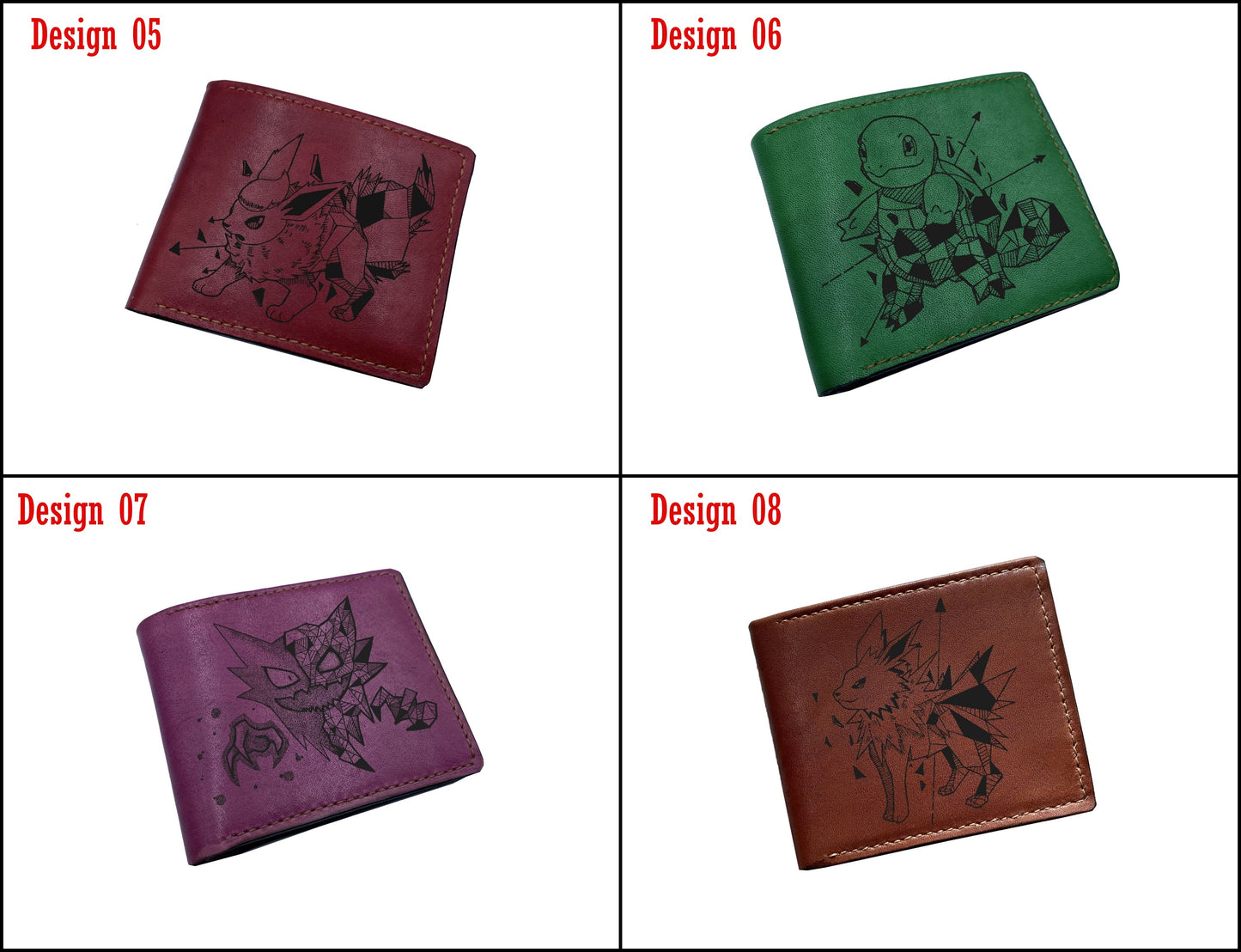 Mayan Corner - Pokemon geometric art leather wallet, customized leather gift for men, pokemon gift ideas - Squirtle PK27103