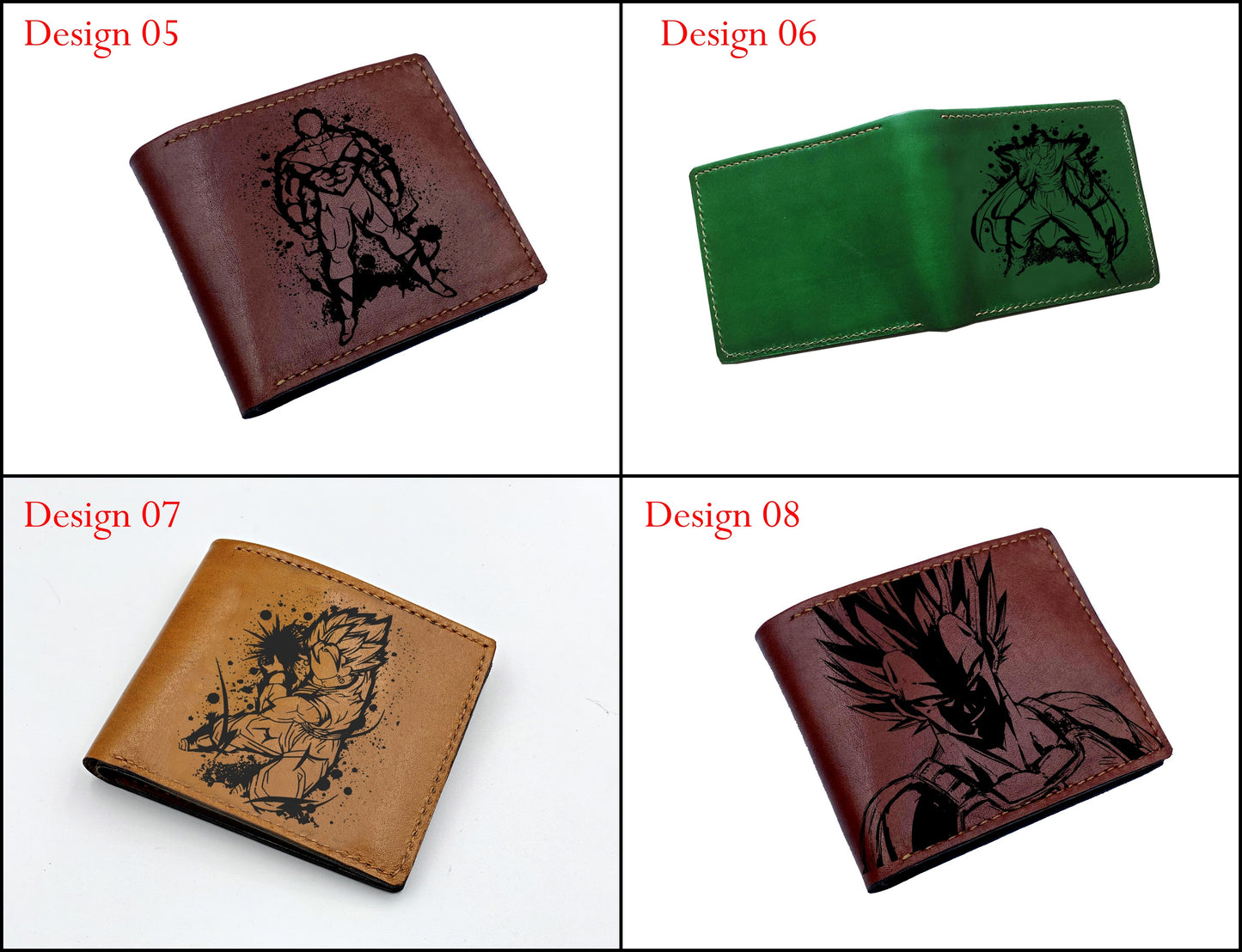 Mayan Corner - Customized anime art leather wallet, Cell transform dragon ball wallet, cute leather gift for friend, brother