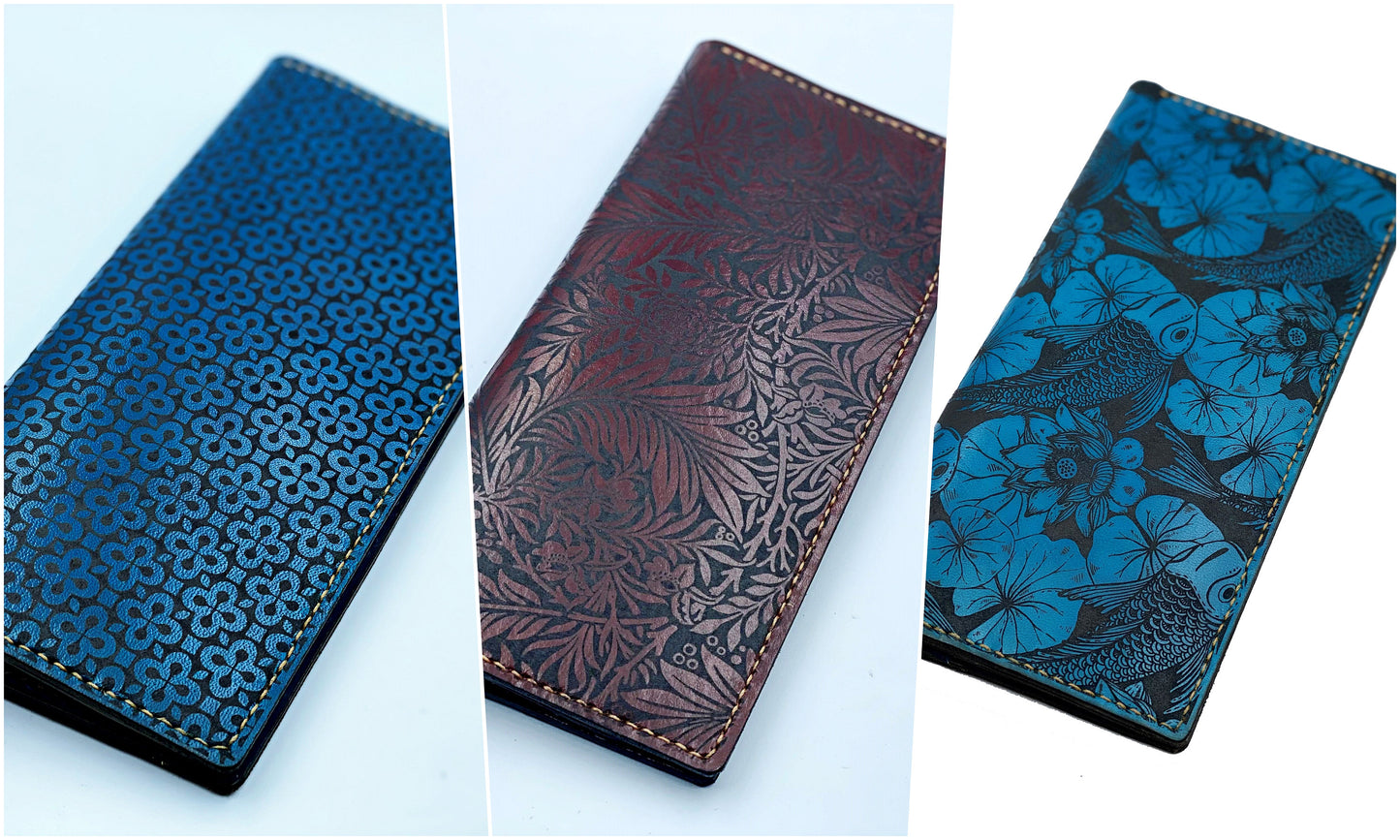 Personalized leather handmade long bifold seamless Pattern wallet for women, gift for her, mother day gift girl friend, xmas gifts idea 2020