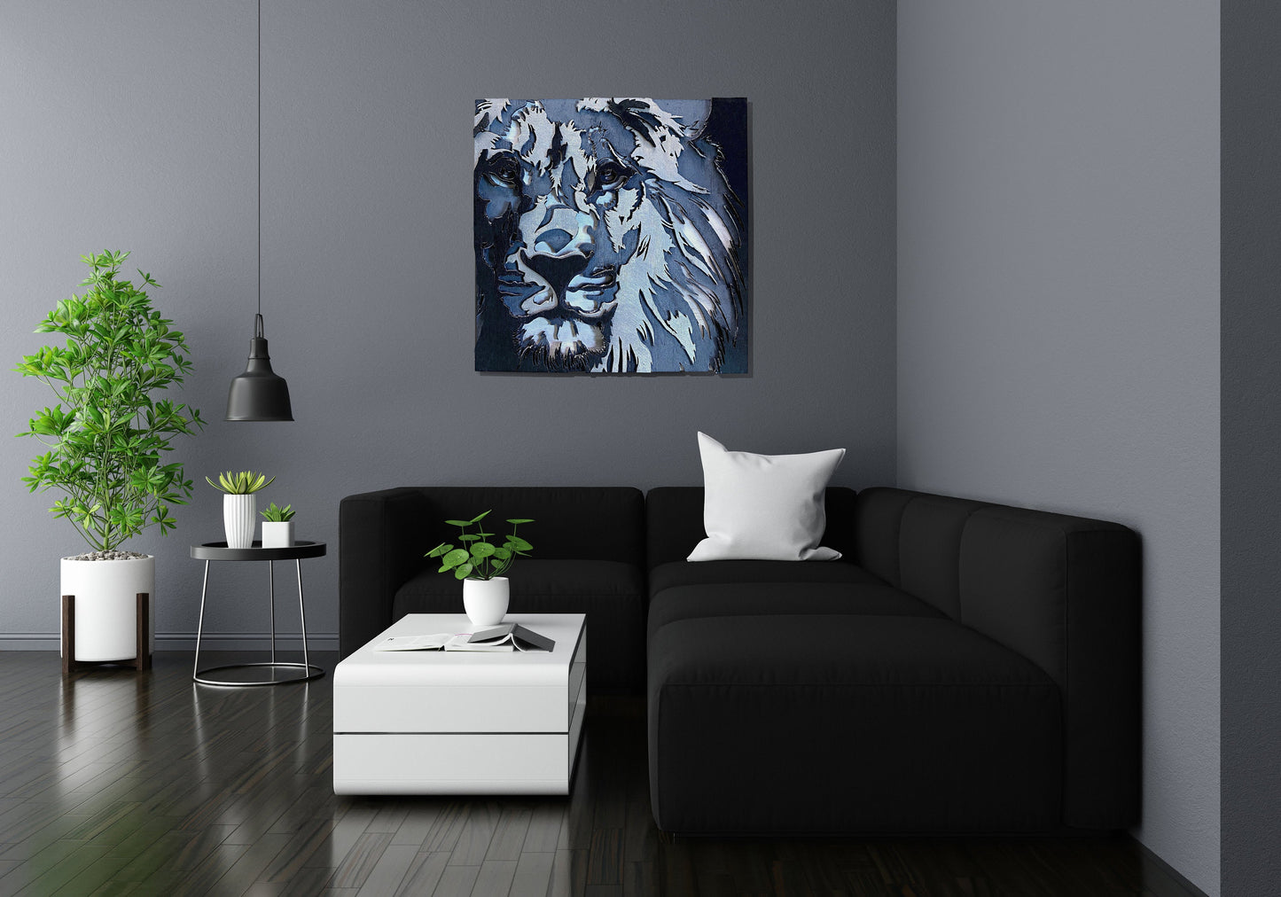Unik4art - Wooden wall art home decor, Lion 3D multi layers hanging wooden picture, animal wall art decor, livingroom kitchen bedroom morden art