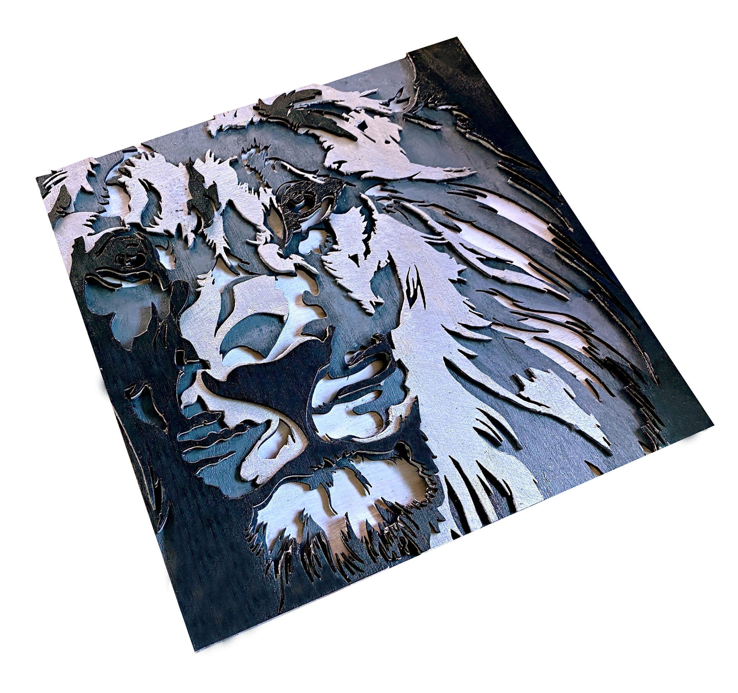 Unik4art - Wooden wall art home decor, Lion 3D multi layers hanging wooden picture, animal wall art decor, livingroom kitchen bedroom morden art