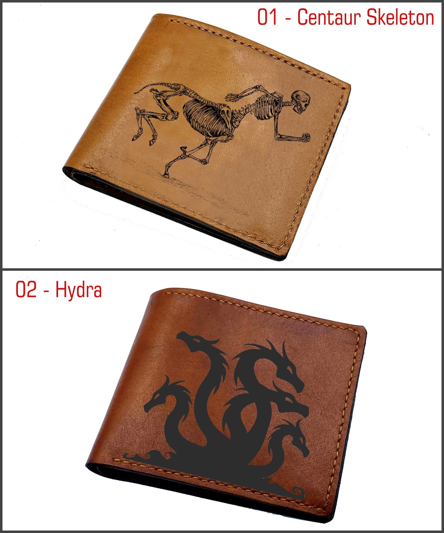 Minotaur leather men's wallet, monster engraved leather gift for men, customized present for dad, leather anniversary gift for husband