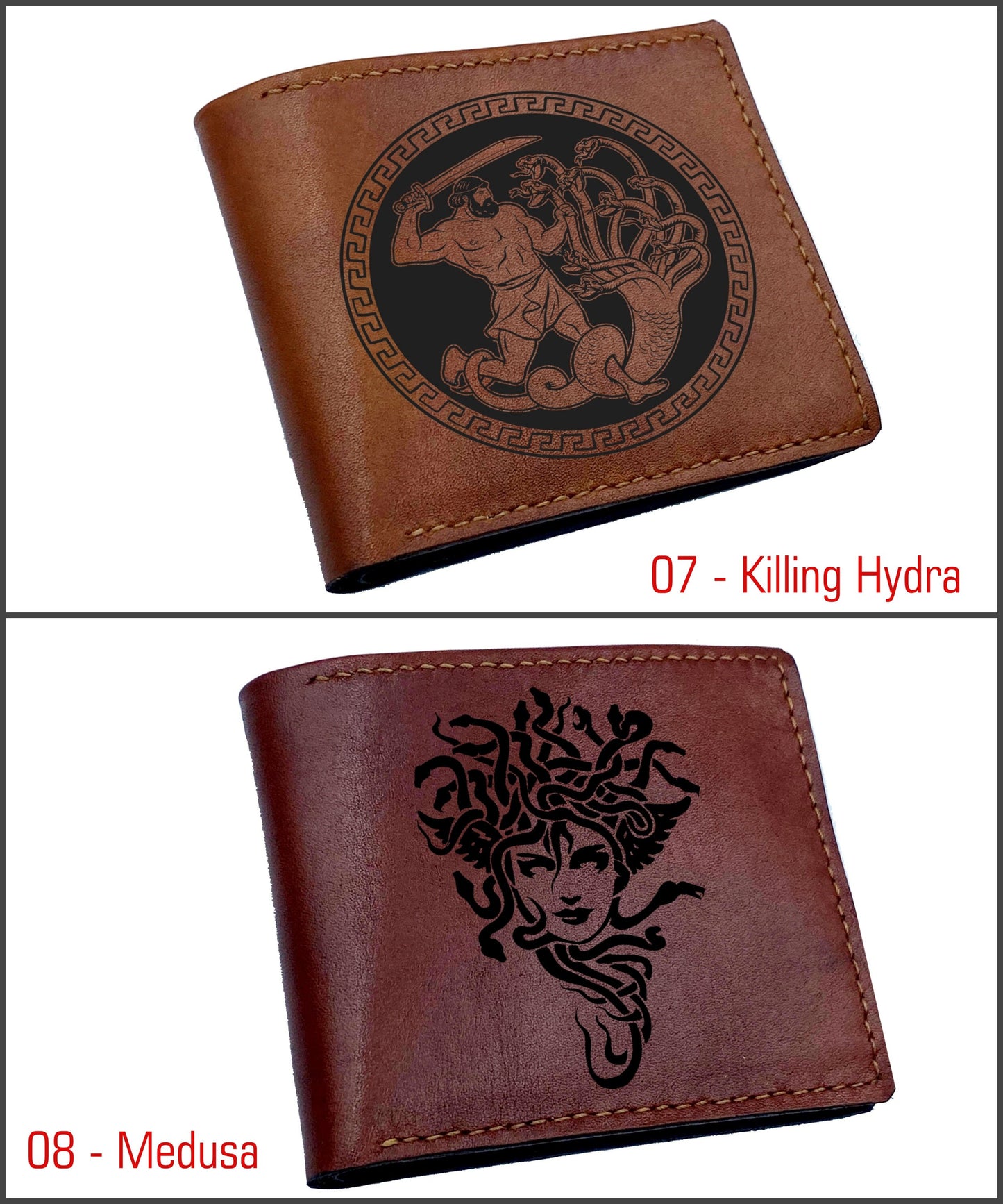 Minotaur leather men's wallet, monster engraved leather gift for men, customized present for dad, leather anniversary gift for husband