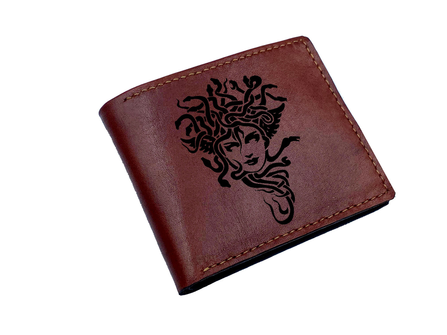 Minotaur leather men's wallet, monster engraved leather gift for men, customized present for dad, leather anniversary gift for husband
