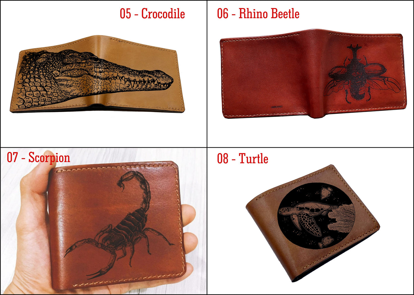 Frog drawing pattern leather men's wallet, customized engraving wallet for men, animal pattern wallet, gift for men, amphibians pattern gift