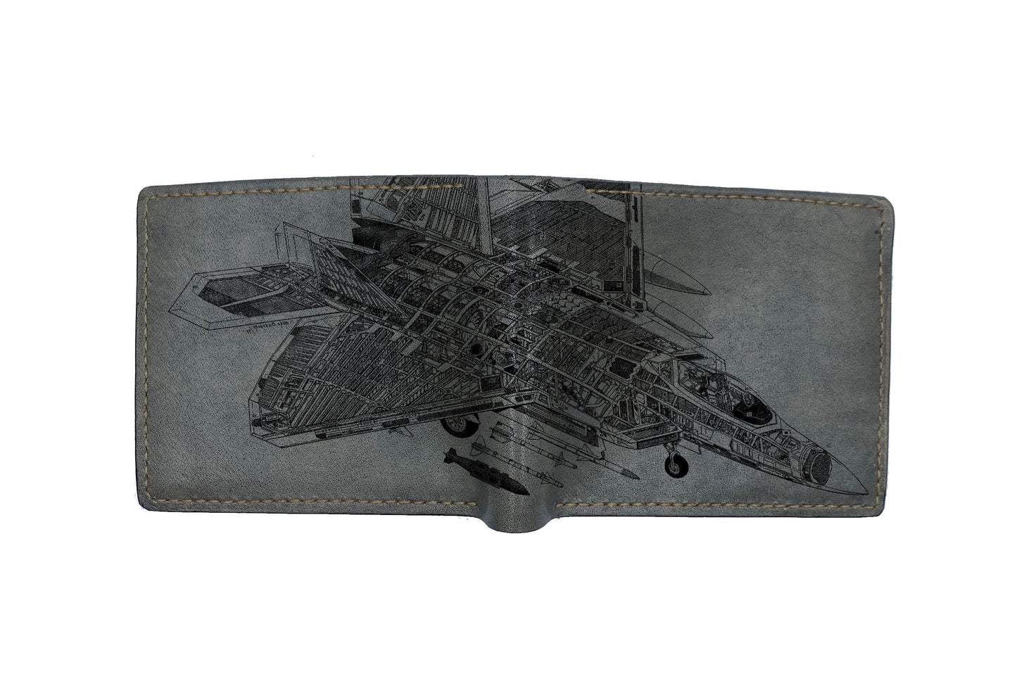 Personalized leather handmade wallet, mechanical drawing airplane wallet, cutaway machine art wallet, cool wallet for dad, husband, brother