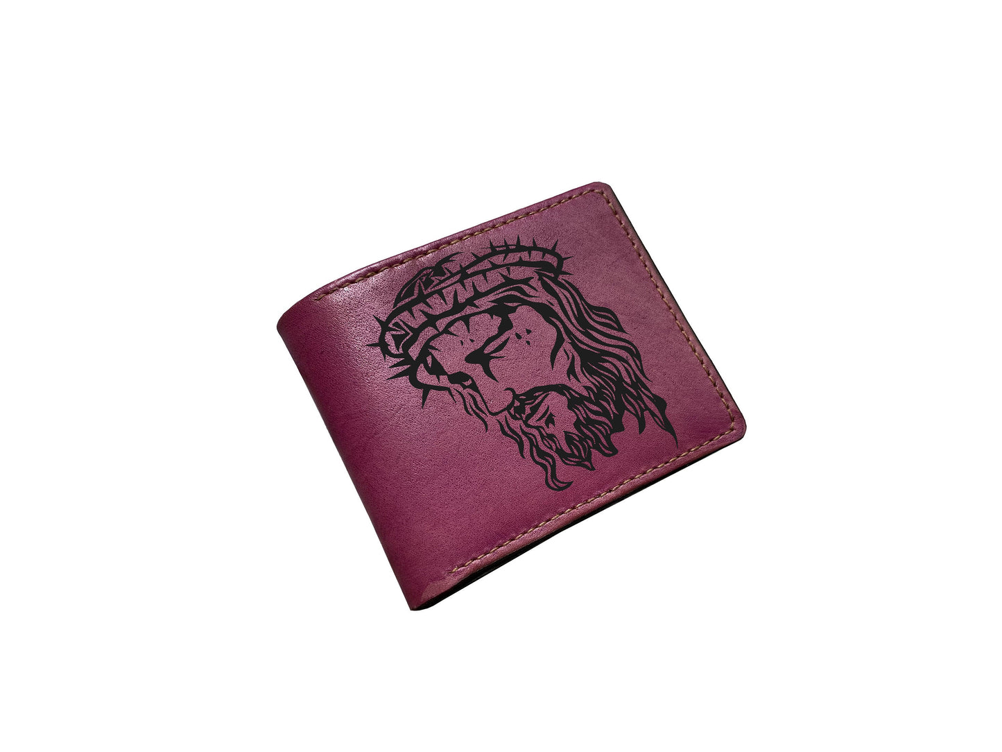 Crown of Thorns Jesus drawing art pattern, Christian Xmas birthday gift ideas, meaningful wallet for Christian men, wallet for husband