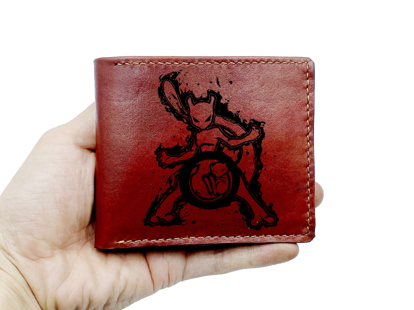 Mayan Corner - Customized pokemon evolution wallet, Mewtwo evolution leather gift, magikarp evolution art present, charizard pokemon engraving gift for men