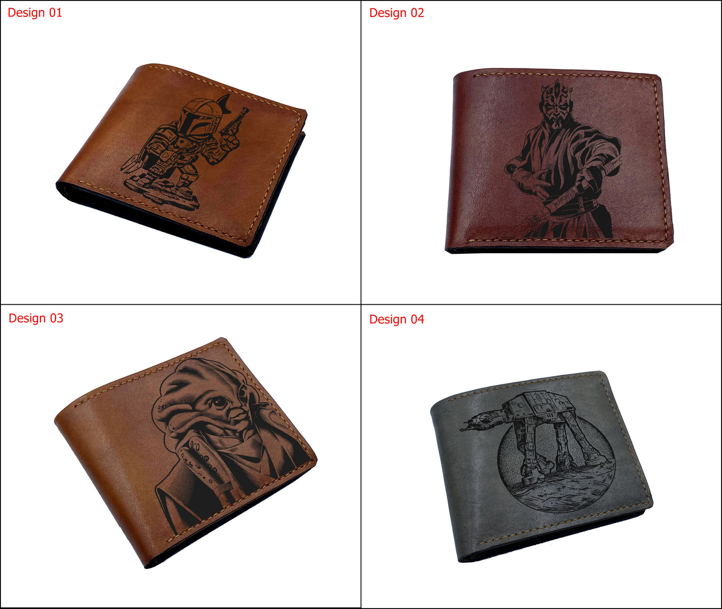Anniversary Starwars leather wallet, Fan art engraving wallet, cute wallet for him, birthday gift idead, gift for husband from wife