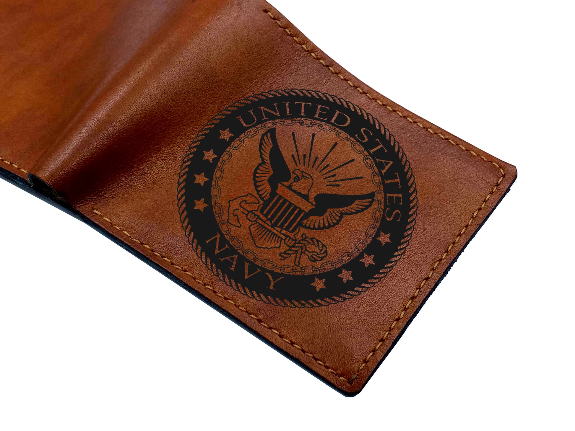 US navy logo leather wallet, custom military gift ideas for boyfriends, husband, Soldier present