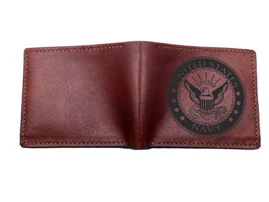 US navy logo leather wallet, custom military gift ideas for boyfriends, husband, Soldier present