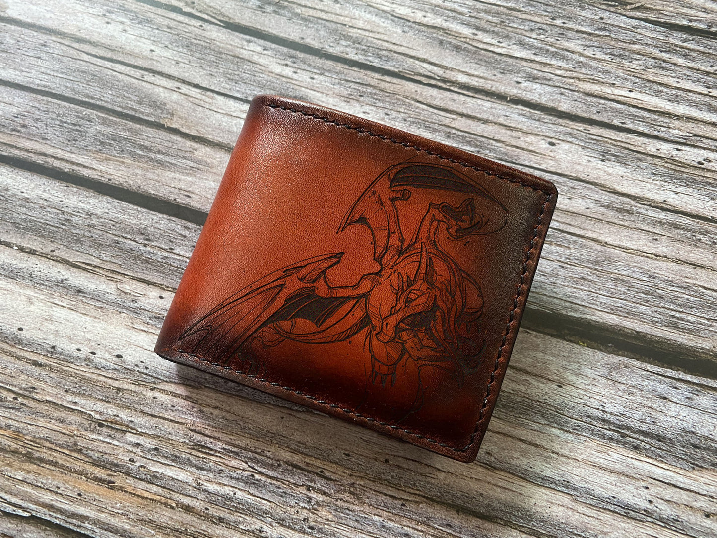 Charizard pokemon leather wallet, Fire pokemon gift ideas, charmander evolution art wallet, gift for boyfriend, pokemon anniversary gifts