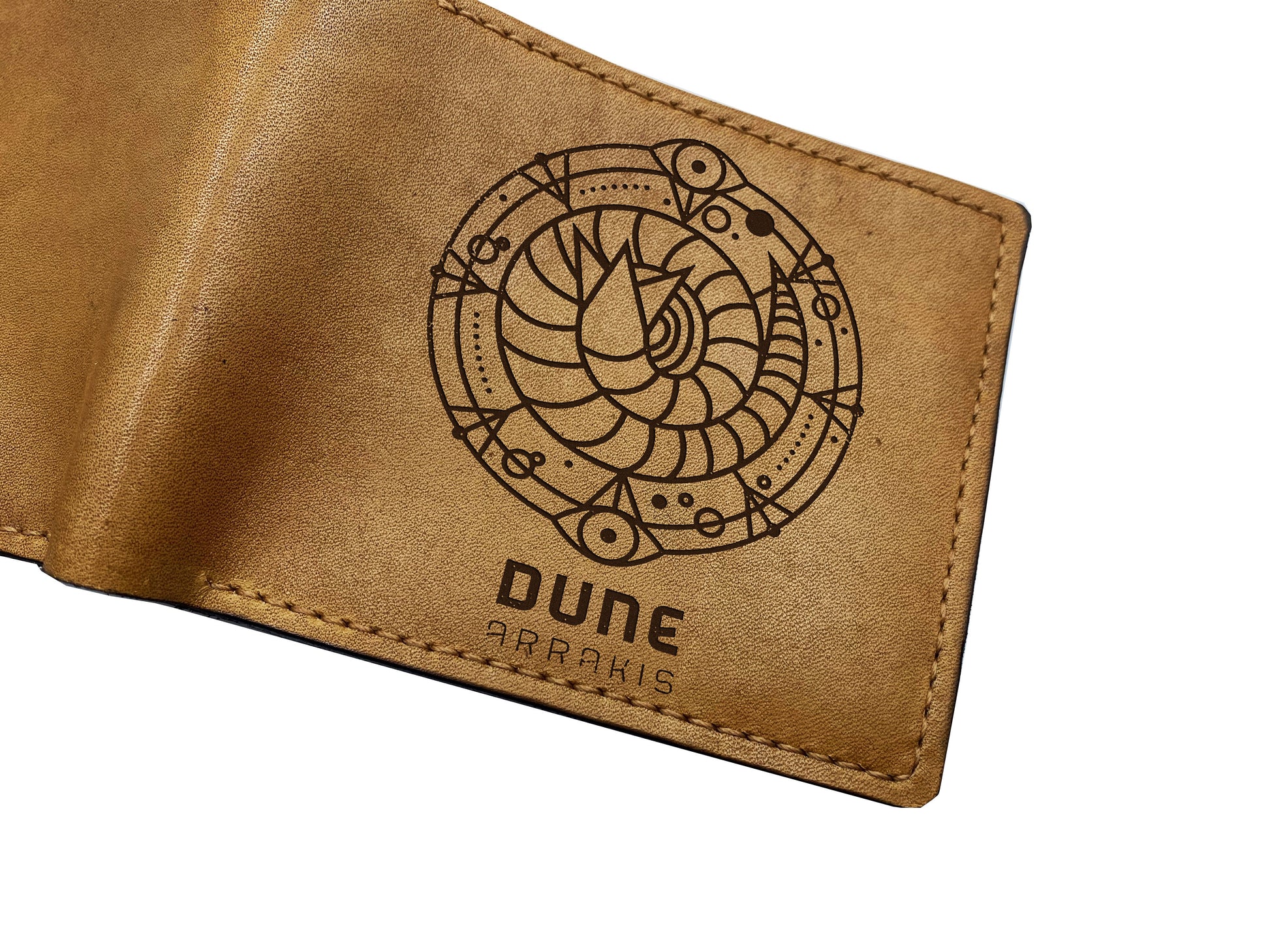 Dune symbol customized leather men's wallet, shai-hulud sandworm leather present for men