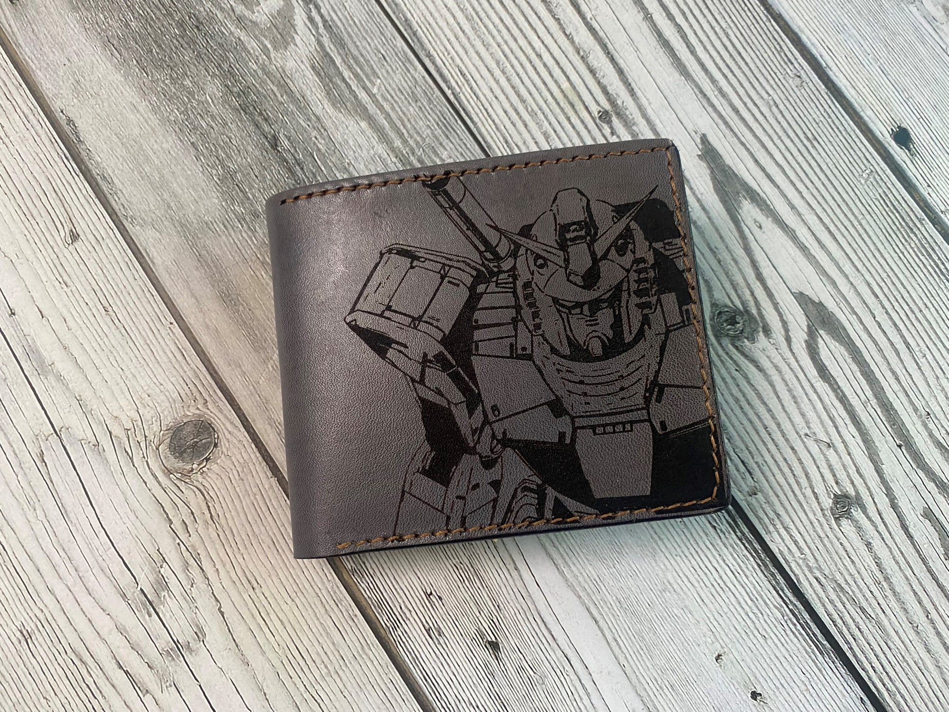 Gundam giant robots art wallet, customized mechanical android Japan wallet, anime robot gift ideas for him, fiction manga art leather gift