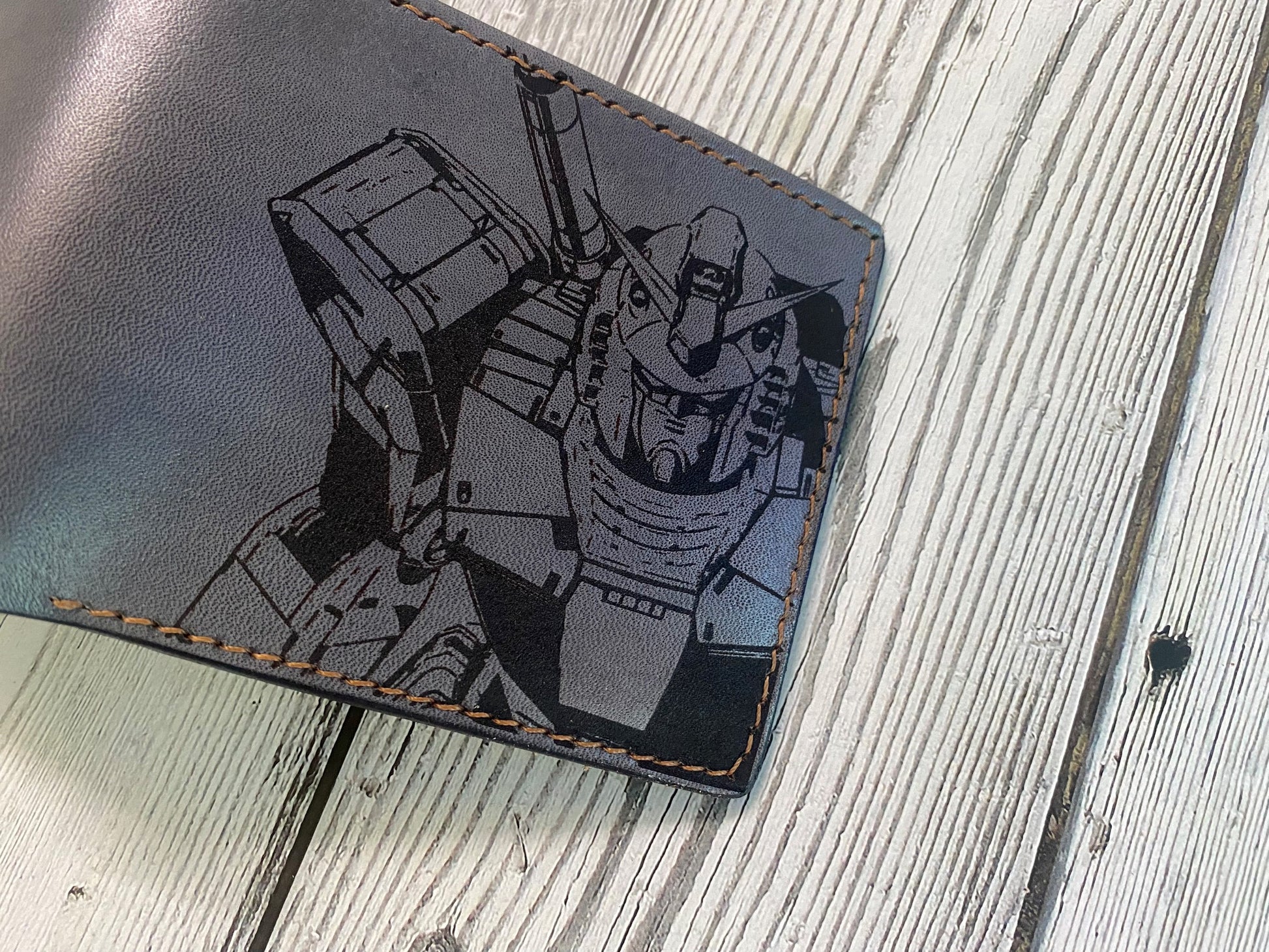 Gundam giant robots art wallet, customized mechanical android Japan wallet, anime robot gift ideas for him, fiction manga art leather gift