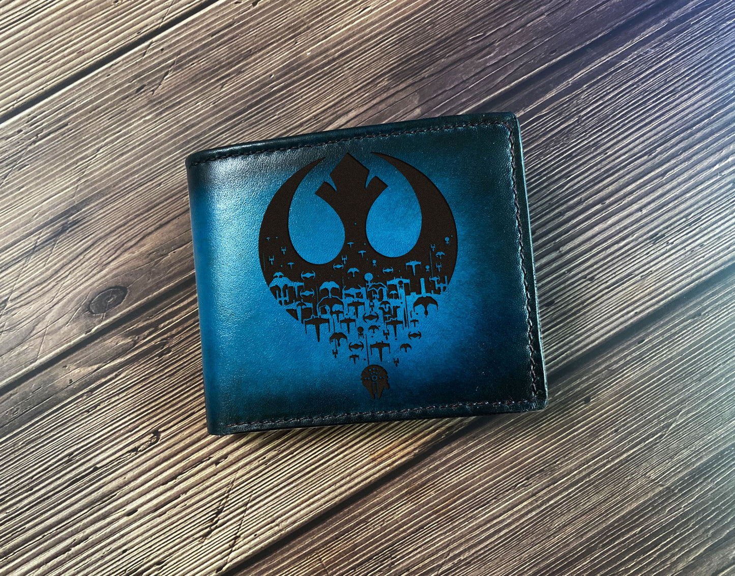 Jedi Starwars logo engraving wallet, starwars men's wallet, gift for him, birthday anniversary starwars style present, wedding gift ideas