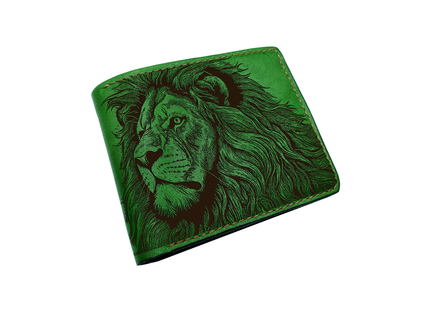 Lion drawing leather men's wallet, personalized leather handmade gift for men, animal art wallet, Lion gift idea for dad, husband, boyfriend