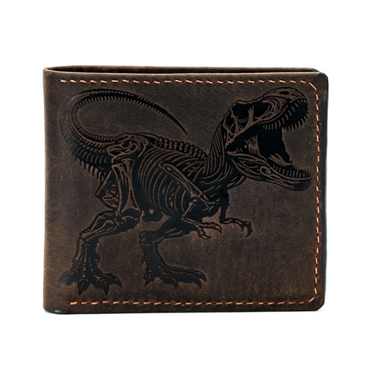 T-rex leather handmade wallet, authentical handcrafted wallet, custom gift ideas for him - Waxed leather