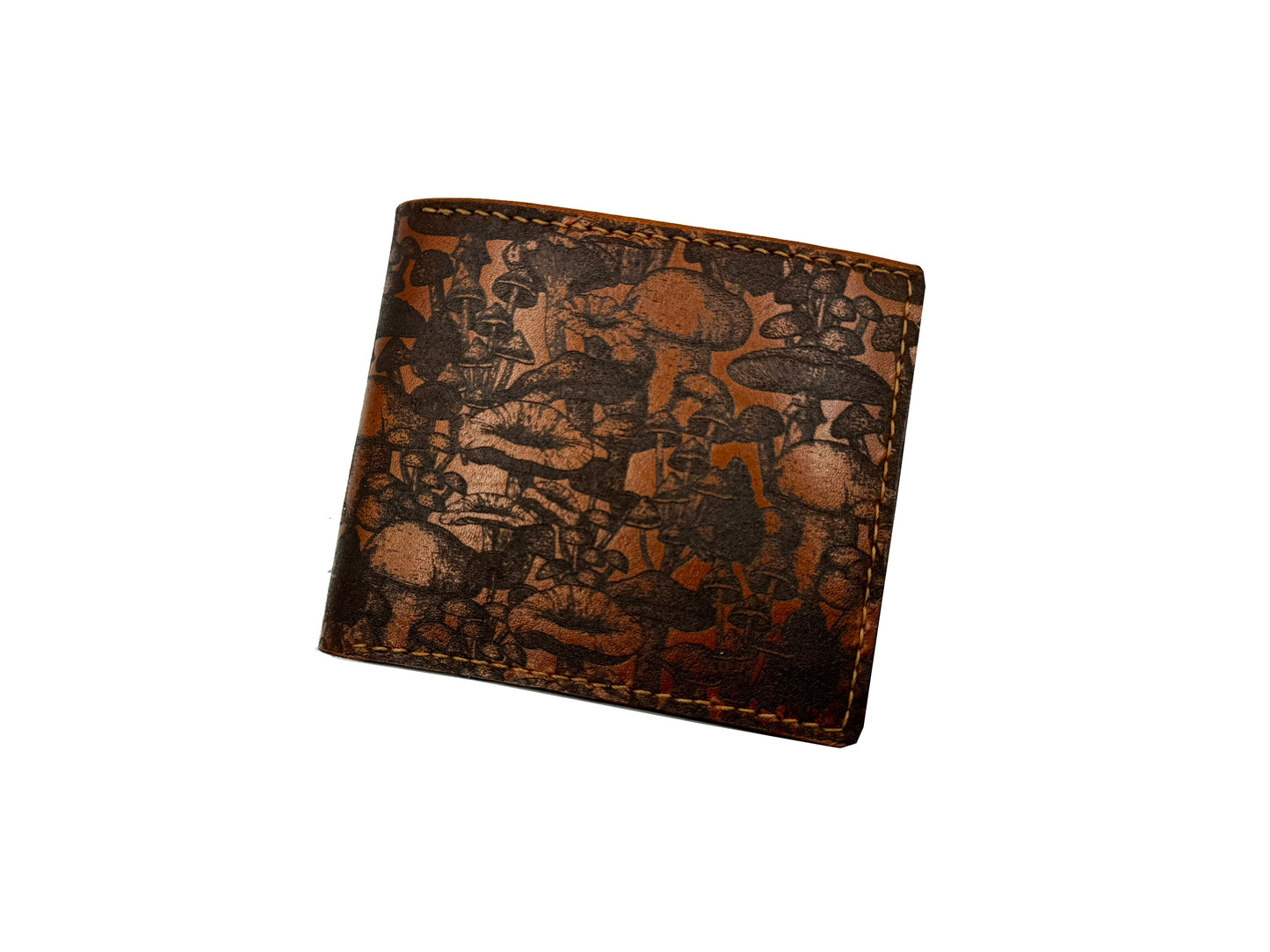 Mushroom leather men's wallet, customized mushroom gift for men, plant tree lover gifts