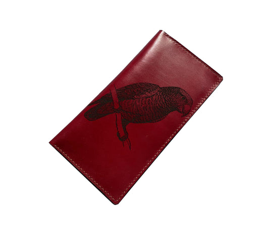Animal pattern leather wallet, bird men's gift, parrot drawing art present, gift for bird lover