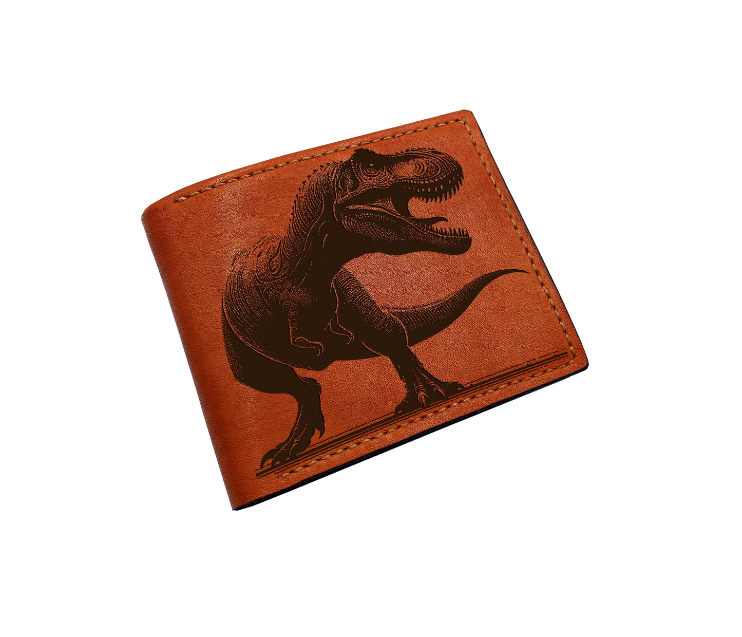 Mayan Corner - T-rex engrave leather wallet, dinosaur predator leather gift ideas, dinosaur wallet for boyfriend, gift for kid, jurassic gift ideas for men