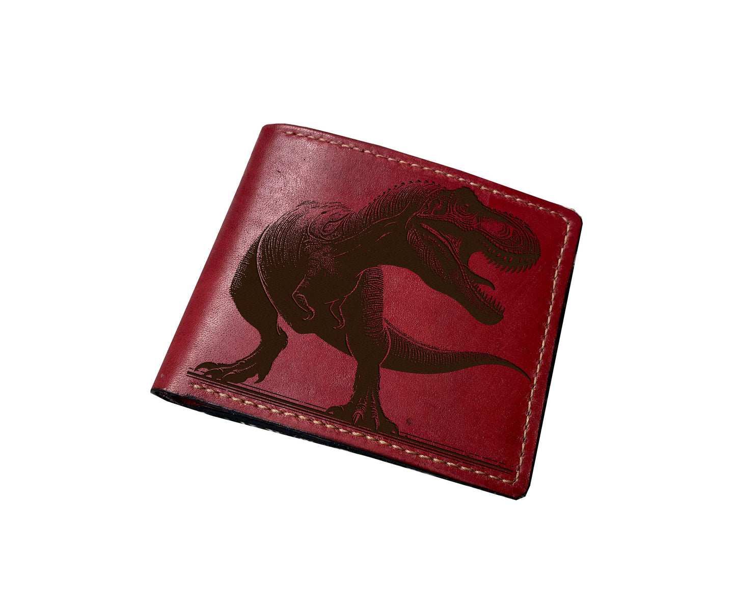 Mayan Corner - T-rex engrave leather wallet, dinosaur predator leather gift ideas, dinosaur wallet for boyfriend, gift for kid, jurassic gift ideas for men