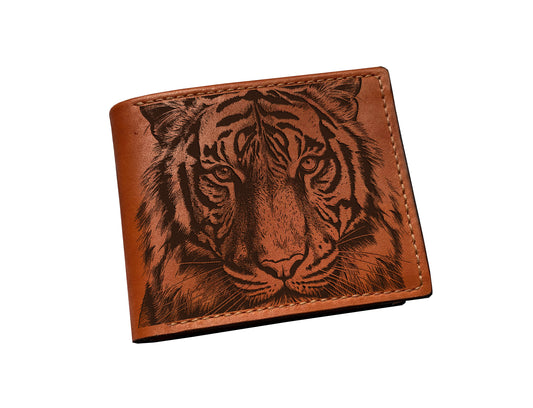 Tiger drawing leather wallet, Tiger minimalist wallet, Tiger pattern wallet, Leather anniversary gift ideas, xmas wallet for boy