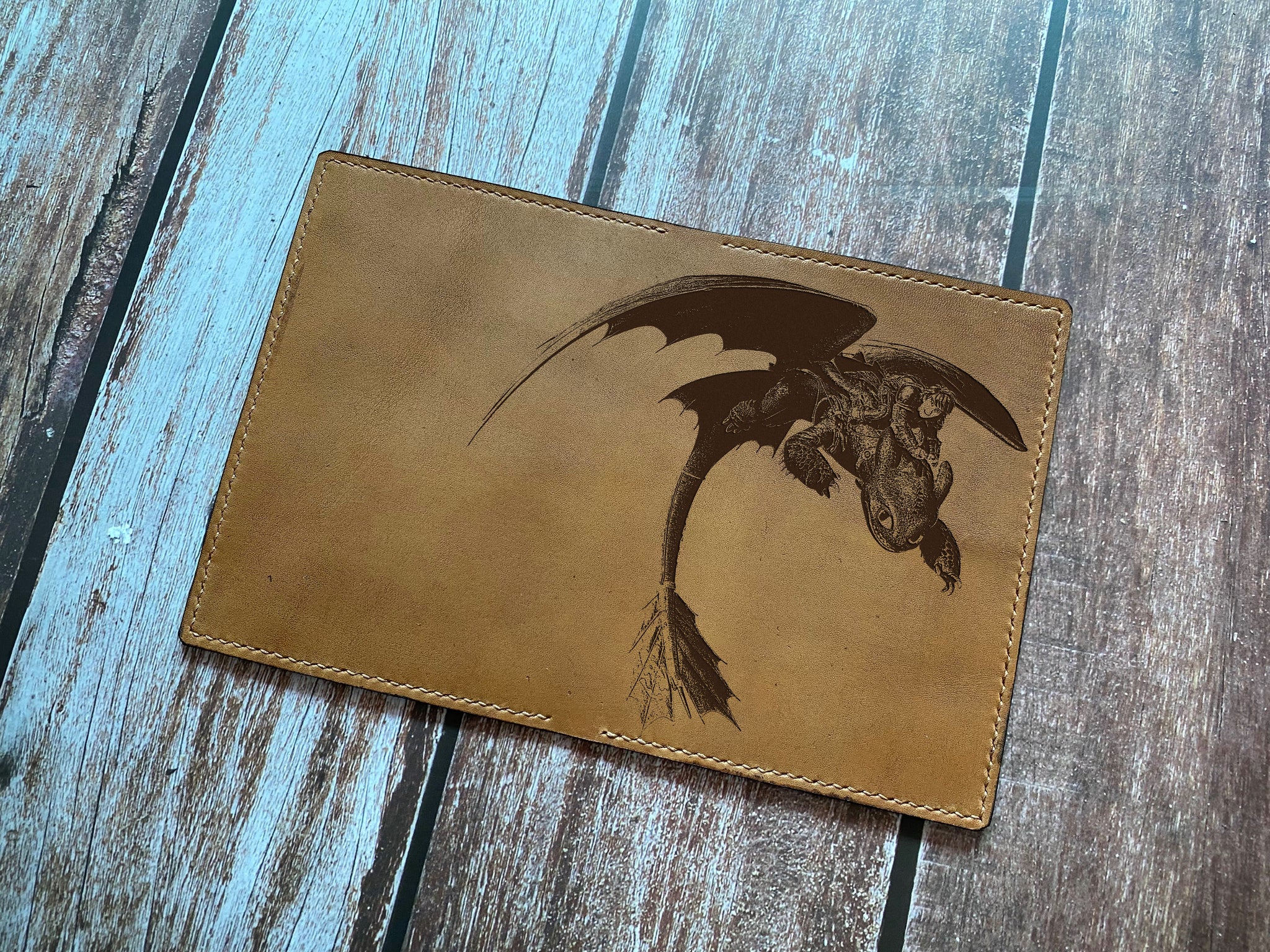 Toothless dragon leather handmade passport wallet, How to train your d ...