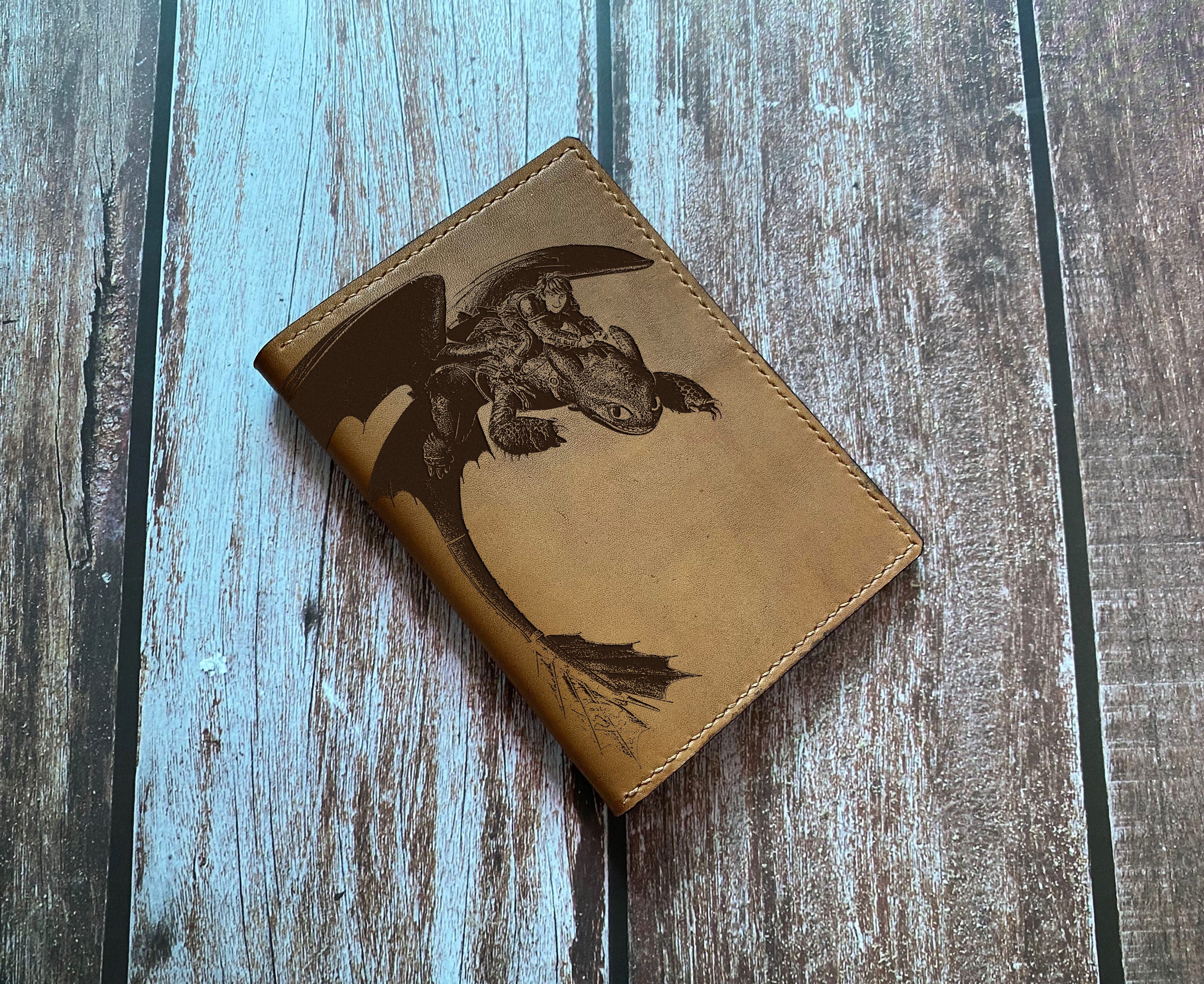 Toothless dragon leather handmade passport wallet, How to train your d ...