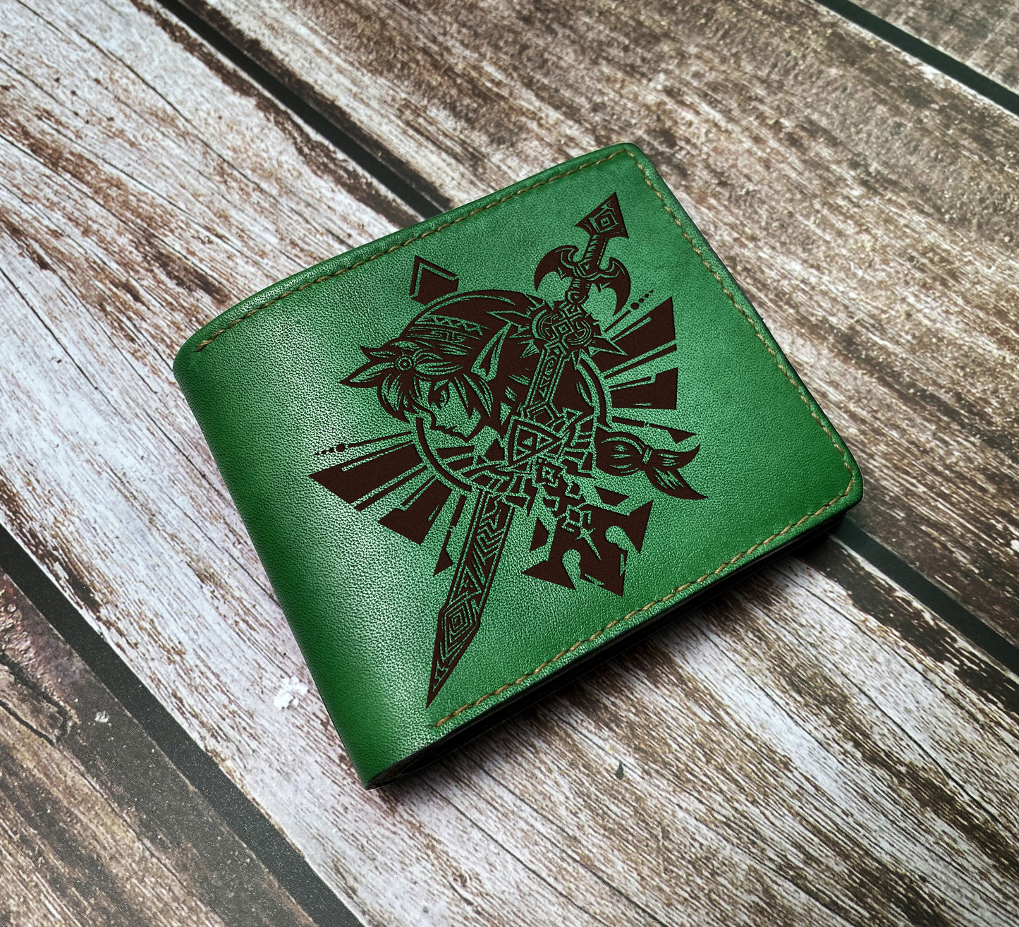 Legend of Zelda leather handmade wallet, custom Link Zelda art wallet, Zelda gift for him