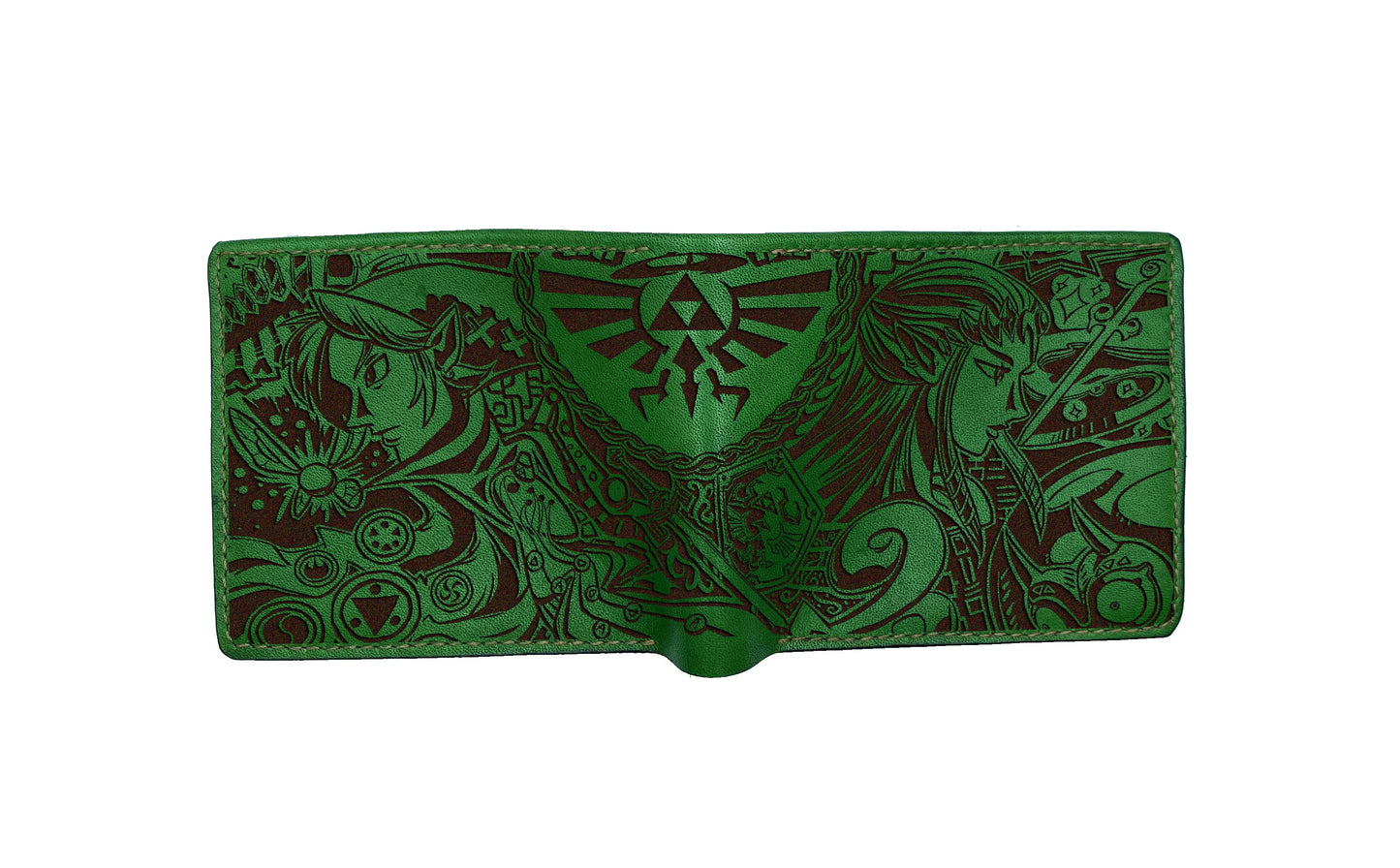 Legend of Zelda leather men's wallet, custom engraving wallet, gift for gamer, Zelda pattern gift for him